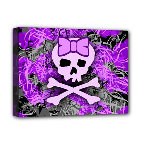 Purple Girly Skull Deluxe Canvas 16  x 12  (Stretched)  from ArtsNow.com