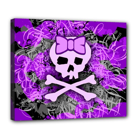 Purple Girly Skull Deluxe Canvas 24  x 20  (Stretched) from ArtsNow.com