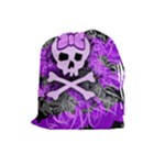 Purple Girly Skull Drawstring Pouch (Large)