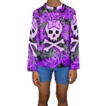 Purple Girly Skull Kids  Long Sleeve Swimwear