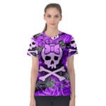 Purple Girly Skull Women s Sport Mesh Tee