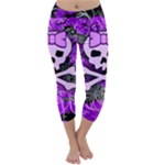 Purple Girly Skull Capri Winter Leggings 