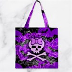 Purple Girly Skull Zipper Grocery Tote Bag