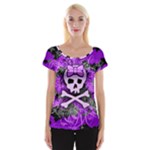 Purple Girly Skull Cap Sleeve Top