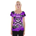 Purple Girly Skull Cap Sleeve Top