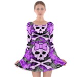 Purple Girly Skull Long Sleeve Skater Dress