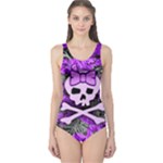 Purple Girly Skull One Piece Swimsuit