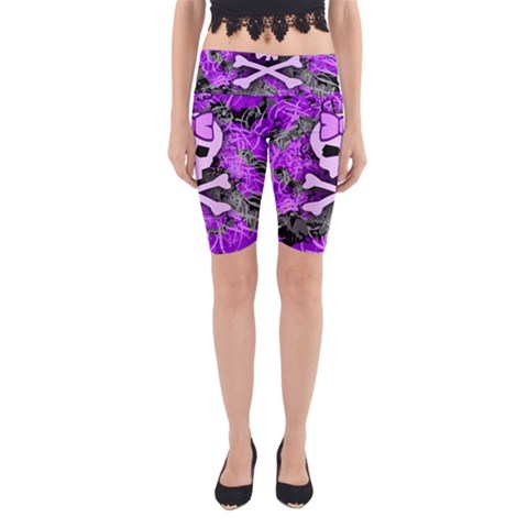 Purple Girly Skull Yoga Cropped Leggings from ArtsNow.com