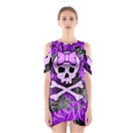 Purple Girly Skull Shoulder Cutout One Piece Dress