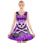 Purple Girly Skull V-Neck Sleeveless Dress