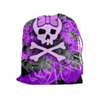 Purple Girly Skull Drawstring Pouch (XL)