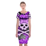 Purple Girly Skull Classic Short Sleeve Midi Dress