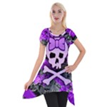 Purple Girly Skull Short Sleeve Side Drop Tunic
