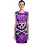 Purple Girly Skull Sleeveless Velvet Midi Dress