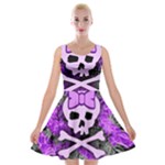 Purple Girly Skull Velvet Skater Dress