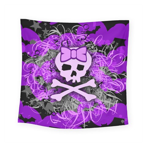 Purple Girly Skull Square Tapestry (Small) from ArtsNow.com