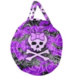 Purple Girly Skull Giant Round Zipper Tote