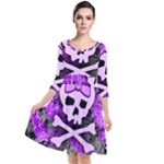 Purple Girly Skull Quarter Sleeve Waist Band Dress