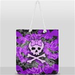 Purple Girly Skull Full Print Rope Handle Tote (Large)