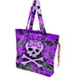Purple Girly Skull Drawstring Tote Bag