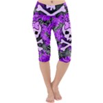 Purple Girly Skull Lightweight Velour Cropped Yoga Leggings