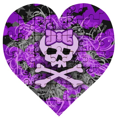 Purple Girly Skull Wooden Puzzle Heart from ArtsNow.com