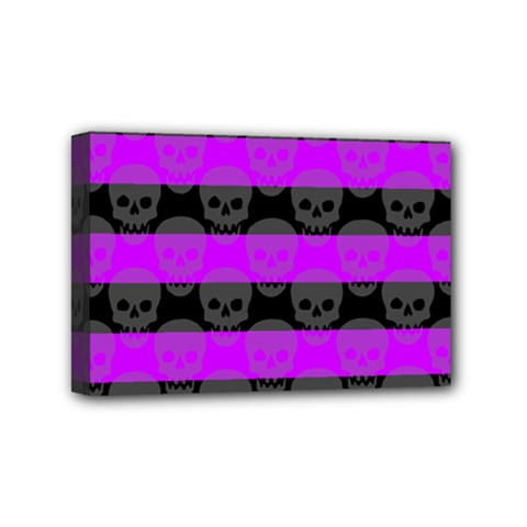 Purple Goth Skulls  Mini Canvas 6  x 4  (Stretched) from ArtsNow.com
