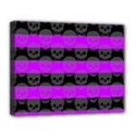 Purple Goth Skulls  Canvas 14  x 11  (Stretched)