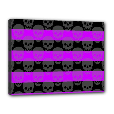 Purple Goth Skulls  Canvas 16  x 12  (Stretched) from ArtsNow.com