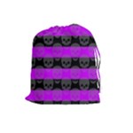 Purple Goth Skulls  Drawstring Pouch (Large)