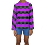 Purple Goth Skulls  Kids  Long Sleeve Swimwear