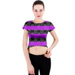 Purple Goth Skulls  Crew Neck Crop Top