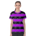 Purple Goth Skulls  Women s Cotton Tee