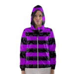 Purple Goth Skulls  Women s Hooded Windbreaker