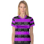 Purple Goth Skulls  V-Neck Sport Mesh Tee