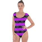 Purple Goth Skulls  Short Sleeve Leotard 