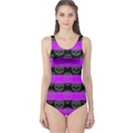 Purple Goth Skulls  One Piece Swimsuit