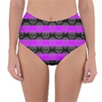 Purple Goth Skulls  Reversible High-Waist Bikini Bottoms