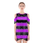 Purple Goth Skulls  Shoulder Cutout One Piece Dress