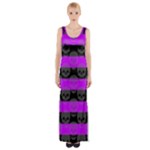 Purple Goth Skulls  Thigh Split Maxi Dress