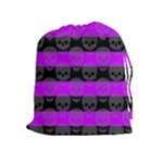 Purple Goth Skulls  Drawstring Pouch (XL)