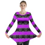 Purple Goth Skulls  Long Sleeve Tunic 