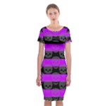 Purple Goth Skulls  Classic Short Sleeve Midi Dress