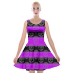 Purple Goth Skulls  Velvet Skater Dress