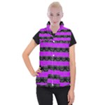 Purple Goth Skulls  Women s Button Up Vest