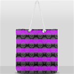 Purple Goth Skulls  Full Print Rope Handle Tote (Large)