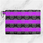 Purple Goth Skulls  Canvas Cosmetic Bag (XL)