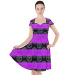 Purple Goth Skulls  Cap Sleeve Midi Dress