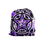 Purple Star Drawstring Pouch (Large)