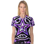 Purple Star V-Neck Sport Mesh Tee